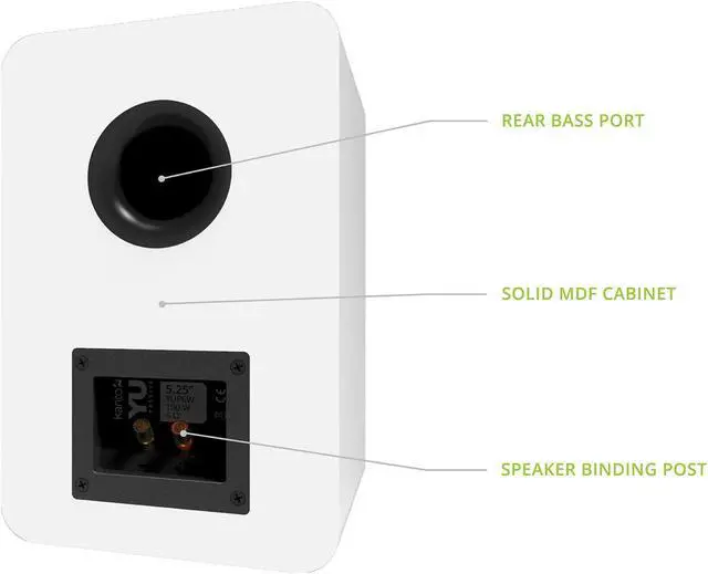 Alt view image 3 of 5 - Kanto YU Passive 5.25" Passive Bookshelf Speakers with 1" Silk Dome Tweeter | External Amplifier Required | Pair | Matte White