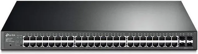 Main image of TP-Link 48 port gigabit PoE switch | 48 PoE+ Port @384W, w/ 4 SFP Slots | Smart Managed | Limited Lifetime Protection | Support L2/L3/L4 QoS, IGMP and LAG | IPv6 and Static Routing (T1600G-52PS)
