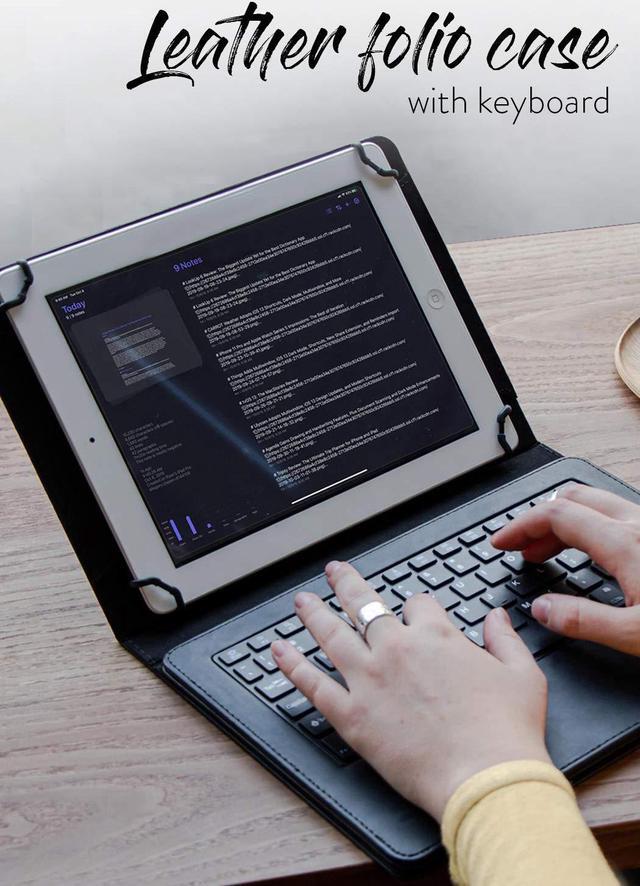 Alt view image 2 of 5 - Cooper Infinite Executive Keyboard Case for 7, 7.9, 8" Tablets | Universal Fit | 2-in-1 Leather Folio Cover & Bluetooth Wireless Keyboard with Hotkeys