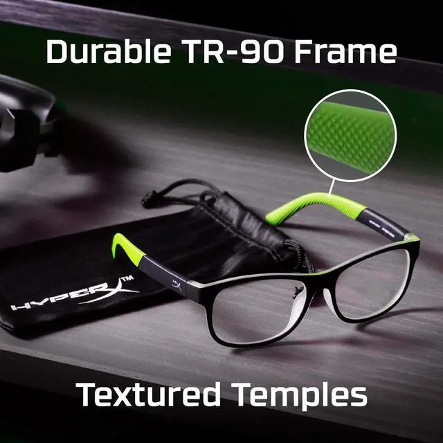 Alt view image 5 of 5 - HyperX Spectre Scout - Gaming Eyewear, Glasses for Kids, Blue Light Blocking, UV Protection, Crystal Clear Lenses, TR-90 Frame, Microfiber Pouch, Square Eyewear Frame - Green