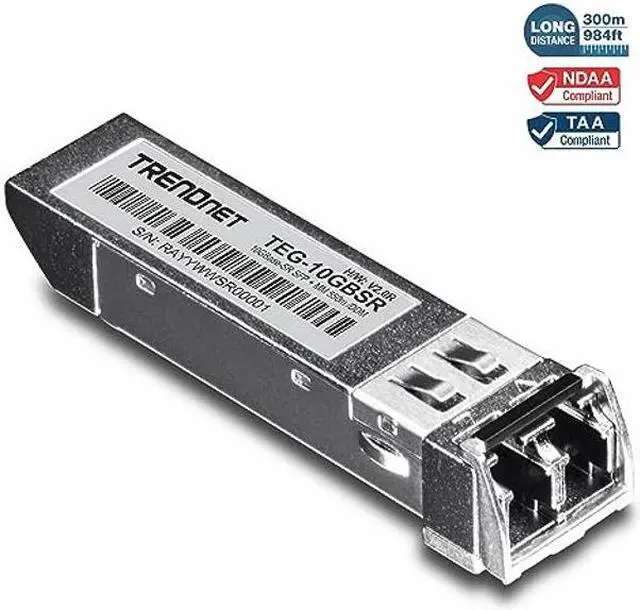 Alt view image 4 of 5 - TRENDnet 10GBASE-SR SFP+ Multi Mode LC Module, TEG-10GBSR, Supports Distances up to 300m (984 feet), Hot Pluggable Fiber SFP+ Transceiver, 850nm Wavelength, Lifetime Protection, Silver