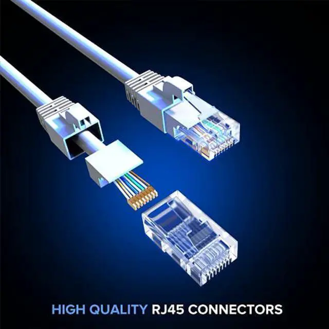 Alt view image 4 of 5 - Maximm Cat 6 Ethernet Cable 50 Ft, (2-Pack) Cat6 Cable, LAN Cable, Internet Cable, Patch Cable and Network Cable - UTP (White) 50 Feet ethernet Cord