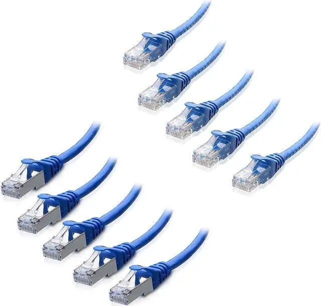 Main image of Cable Matters 5-Pack Snagless Short Cat6 Ethernet Cable (Cat6 Cable, Cat 6 Cable) in Blue 7 ft & Cat6A (SSTP, SFTP) Shielded Ethernet Cable