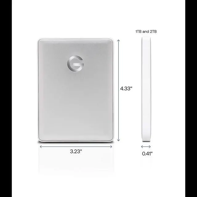 Alt view image 3 of 5 - G-Technology 1TB G-DRIVE mobile USB-C Portable External Hard Drive, Silver - 0G04876-1