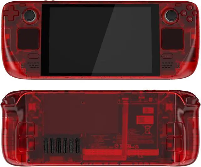 Alt view image 4 of 5 - eXtremeRate Clear Red Custom Faceplate Back Plate Shell for Steam Deck LCD, Handheld Console Replacement Housing Case, DIY Full Set Shell with Buttons for Steam Deck LCD - Console NOT Included