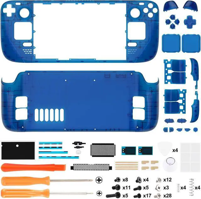 Alt view image 2 of 5 - eXtremeRate Clear Blue Custom Faceplate Back Plate Shell for Steam Deck LCD, Handheld Console Replacement Housing Case, DIY Full Set Shell with Buttons for Steam Deck LCD - Console NOT Included