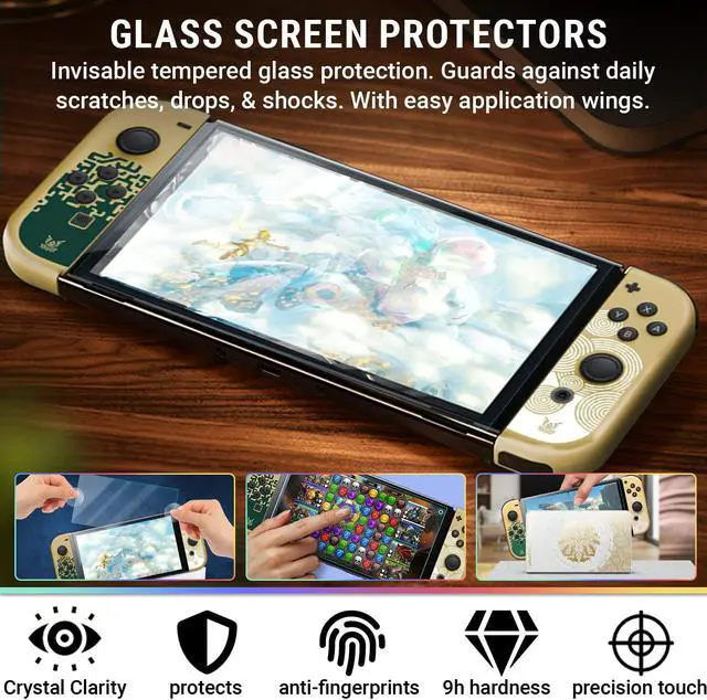 Alt view image 4 of 5 - Orzly Accessory Bundle kit for Nintendo Switch Oled Accessories Essentials Pack Case and Screen Protector Comfort Grip Cover Headphones charger cable Games holder and more - Gift boxed OLED Edition