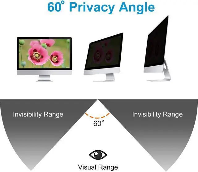 Alt view image 2 of 5 - MOSISO 20-22 inch Computer Privacy Screen Filter, Hanging Removable Acrylic Screen Protector Anti Glare Eye Protection for Diagonal 20, 21.5, 22 inch 16:9 Aspect Ratio Widescreen Desktop PC Monitor