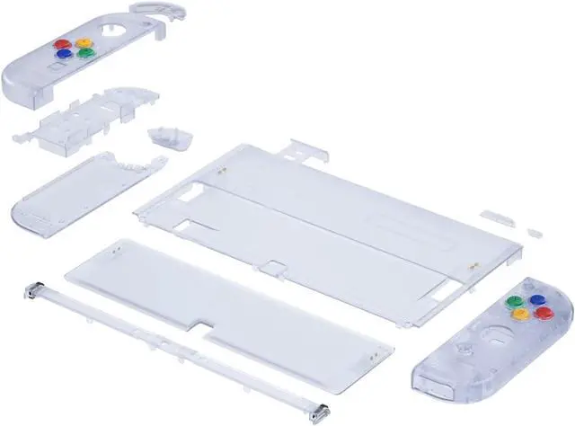 Alt view image 4 of 5 - eXtremeRate DIY Full Set Shell for Nintendo Switch OLED, Replacement Console Back Plate & Kickstand, Custom NS Controller Housing with Full Set Buttons for Nintendo Switch OLED - Clear Glacier Blue