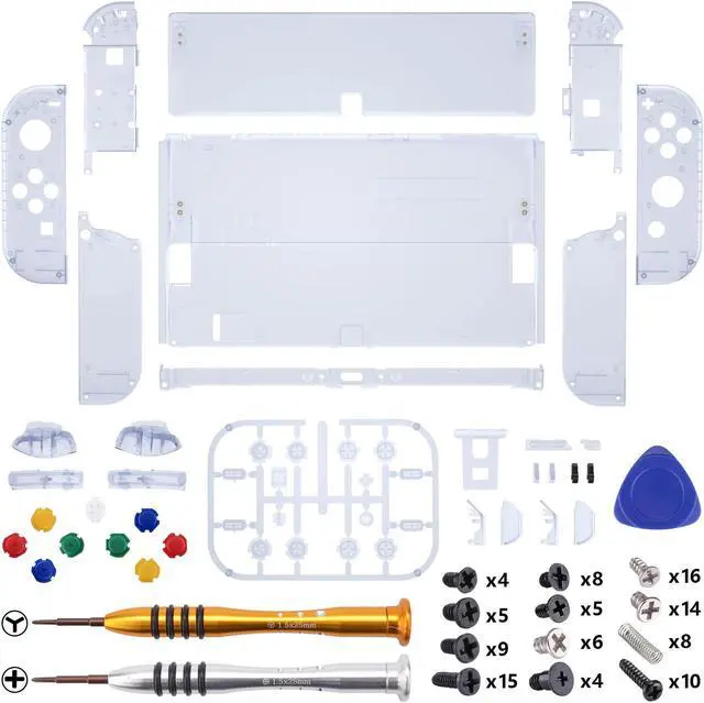 Alt view image 3 of 5 - eXtremeRate DIY Full Set Shell for Nintendo Switch OLED, Replacement Console Back Plate & Kickstand, Custom NS Controller Housing with Full Set Buttons for Nintendo Switch OLED - Clear Glacier Blue