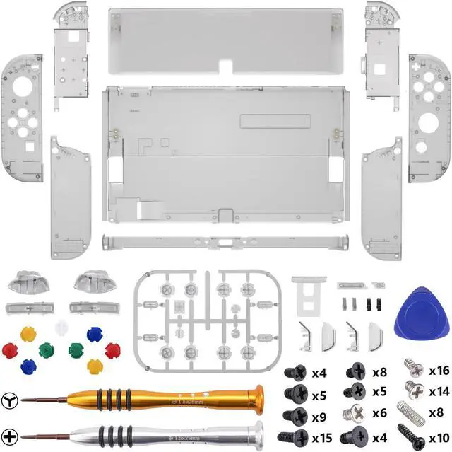 Alt view image 3 of 5 - eXtremeRate DIY Full Set Shell for Nintendo Switch OLED, Replacement Console Back Plate & Kickstand, Custom NS Handheld Controller Housing with Full Set Buttons for Nintendo Switch OLED - Clear Black
