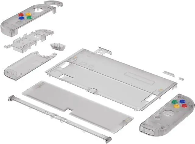 Alt view image 4 of 5 - eXtremeRate DIY Full Set Shell for Nintendo Switch OLED, Replacement Console Back Plate & Kickstand, Custom NS Handheld Controller Housing with Full Set Buttons for Nintendo Switch OLED - Clear Black