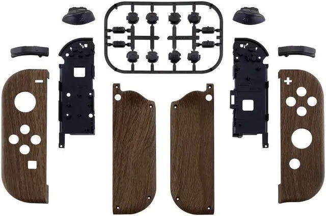 Alt view image 2 of 5 - eXtremeRate Wood Grain Patterned Soft Touch Joycon Housing Shell with Full Set Buttons for Nintendo Switch, Replacement Faceplate for Nintendo Switch Dock  Joy-Con Dock NOT Included