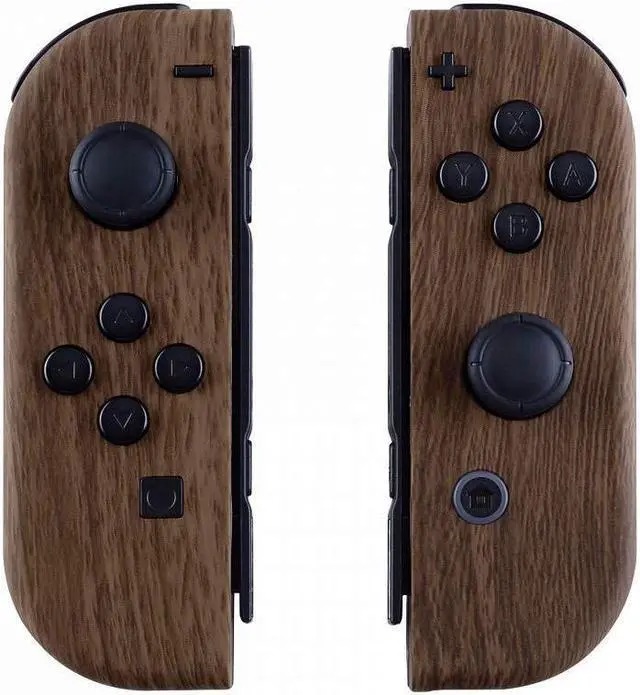 Alt view image 4 of 5 - eXtremeRate Wood Grain Patterned Soft Touch Joycon Housing Shell with Full Set Buttons for Nintendo Switch, Replacement Faceplate for Nintendo Switch Dock  Joy-Con Dock NOT Included