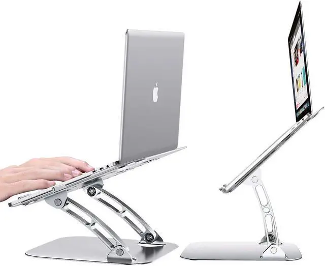 Alt view image 3 of 5 - BoxWave Stand and Mount Compatible with Panasonic Toughbook CF-54 - Executive VersaView Laptop Stand, Ergonomic Adjustable Viewing Angle Metallic Riser - Metallic Silver