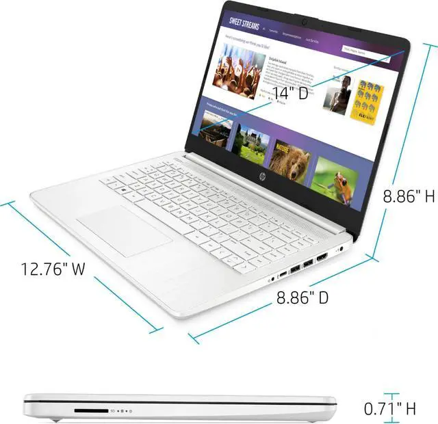 Alt view image 4 of 5 - HP 14" Touchscreen Laptop, Intel Dual-Core N4020, 8GB DDR4 RAM, 128GB Storage(64GB eMMC+64GB Micro SD), Webcam, 1Yr Office, Bundle with GalliumPi Mousepad (White)
