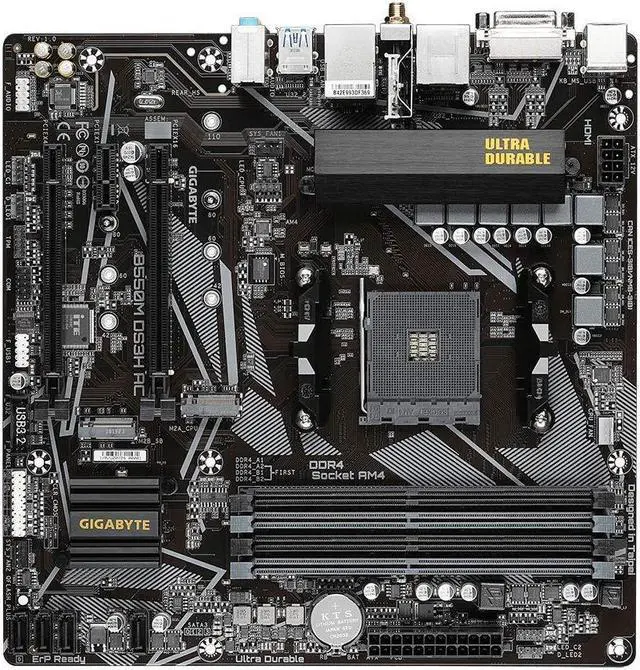 Alt view image 2 of 5 - GIGABYTE B550M DS3H AC (AM4 AMD/B550/Micro ATX/Dual M.2/SATA 6Gb/s/USB 3.2 Gen 1/PCIe 4.0/HMDI/DVI/DDR4/Motherboard)
