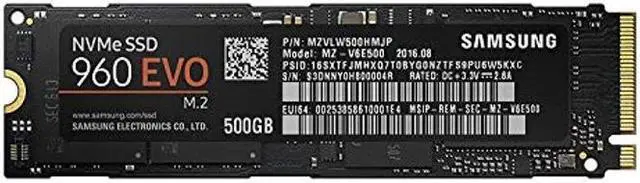 Alt view image 2 of 5 - Samsung 960 EVO 500GB Solid State Drive (MZ-V6E500BW) m.2 NVMe,Hybrid Drive