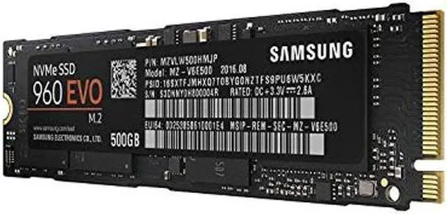 Alt view image 3 of 5 - Samsung 960 EVO 500GB Solid State Drive (MZ-V6E500BW) m.2 NVMe,Hybrid Drive