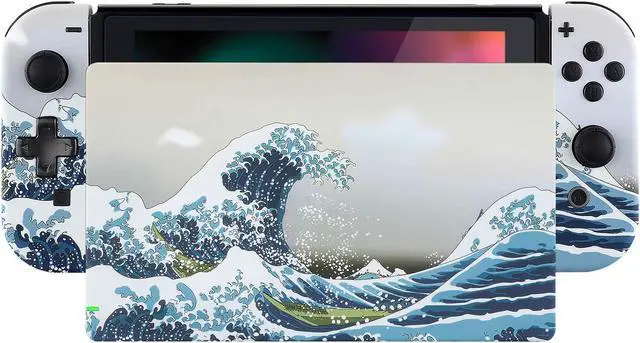 Main image of eXtremeRate Soft Touch The Great Wave Joycon Housing Shell (D-Pad Version) with Full Set Buttons for Nintendo Switch, Replacement Faceplate for Nintendo Switch Dock  Joy-Con Dock NOT Included