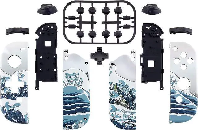 Alt view image 2 of 5 - eXtremeRate Soft Touch The Great Wave Joycon Housing Shell (D-Pad Version) with Full Set Buttons for Nintendo Switch, Replacement Faceplate for Nintendo Switch Dock  Joy-Con Dock NOT Included