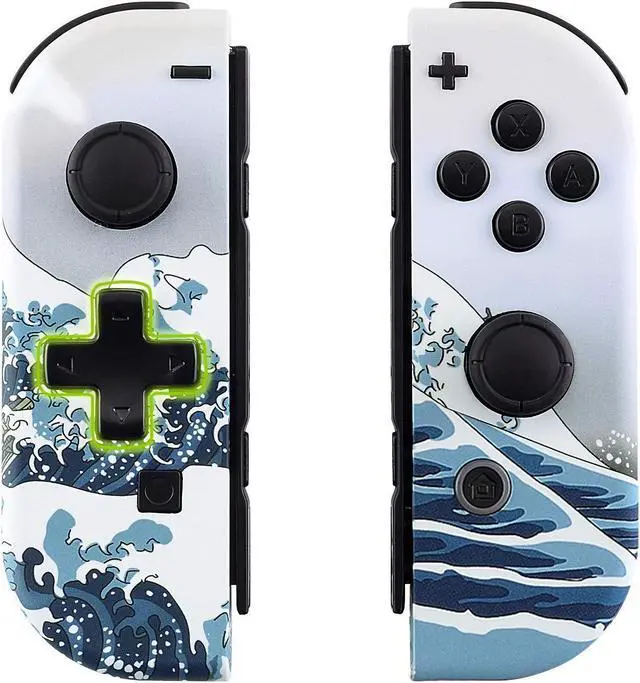 Alt view image 4 of 5 - eXtremeRate Soft Touch The Great Wave Joycon Housing Shell (D-Pad Version) with Full Set Buttons for Nintendo Switch, Replacement Faceplate for Nintendo Switch Dock  Joy-Con Dock NOT Included