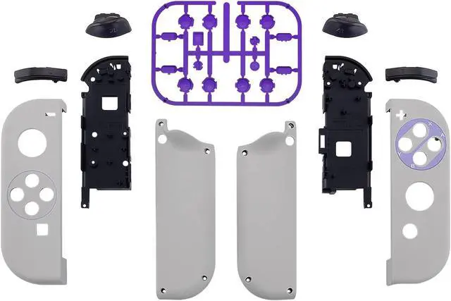 Alt view image 2 of 5 - eXtremeRate Classics SNES Style Soft Touch Joycon Handheld Controller Housing Buttons, Custom Replacment Shell Case with Colorful Border Tempered Glass Screen Protector for Nintendo Switch Joy-Con