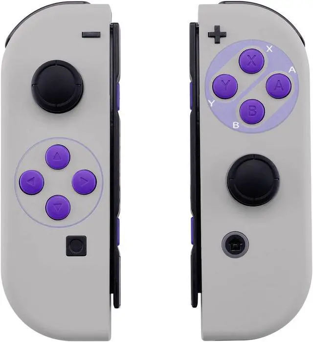 Alt view image 5 of 5 - eXtremeRate Classics SNES Style Soft Touch Joycon Handheld Controller Housing Buttons, Custom Replacment Shell Case with Colorful Border Tempered Glass Screen Protector for Nintendo Switch Joy-Con