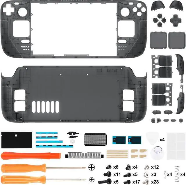 Alt view image 2 of 5 - eXtremeRate Clear Slate Black Custom Faceplate Back Plate Shell for Steam Deck LCD, Handheld Console Replacement Housing Case, DIY Full Set Shell Buttons for Steam Deck - Console NOT Included
