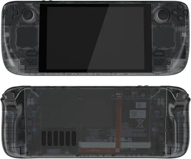 Alt view image 4 of 5 - eXtremeRate Clear Slate Black Custom Faceplate Back Plate Shell for Steam Deck LCD, Handheld Console Replacement Housing Case, DIY Full Set Shell Buttons for Steam Deck - Console NOT Included
