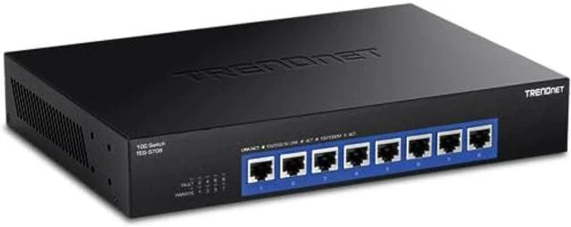 Main image of TRENDnet 8-Port 10G Switch, 8 x 10G RJ-45 Ports, 160Gbps Switching Capacity Rack mountable, 10 Gigabit Network Connections, Lifetime Protection, Black, TEG-S708