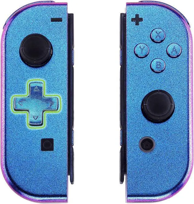 Alt view image 4 of 5 - eXtremeRate Chameleon Purple Blue Joycon Housing Shell (D-Pad Version) with Full Set Buttons for Nintendo Switch, Replacement Faceplate for Nintendo Switch Dock  Joy-Con Dock NOT Included
