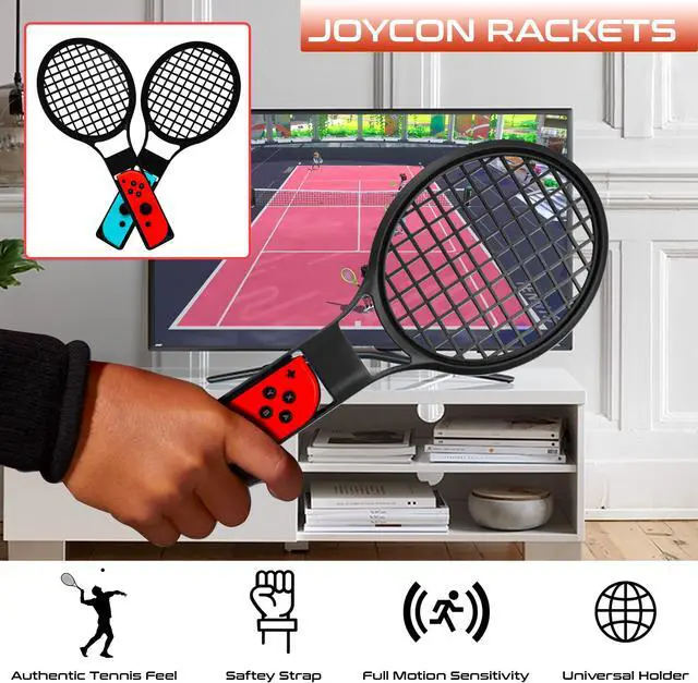 Alt view image 2 of 5 - Switch Sports Games 2024 Accessories Bundle Pack for Nintendo Switch & OLED with Tennis Rackets, Golf Clubs, Chambara Swords, Soccer Leg Straps & Joycon Grips - With Carry Bag - SOLID BLACK