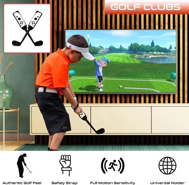 Alt view image 4 of 5 - Switch Sports Games 2024 Accessories Bundle Pack for Nintendo Switch & OLED with Tennis Rackets, Golf Clubs, Chambara Swords, Soccer Leg Straps & Joycon Grips - With Carry Bag - SOLID BLACK