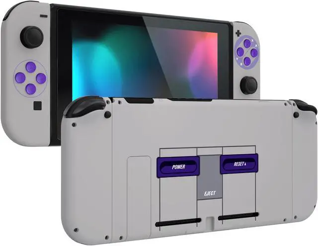 Alt view image 5 of 5 - eXtremeRate Colorful Border Screen Protector + Classics SNES Style DIY Replacement Full Set Shell for Nintendo Switch
