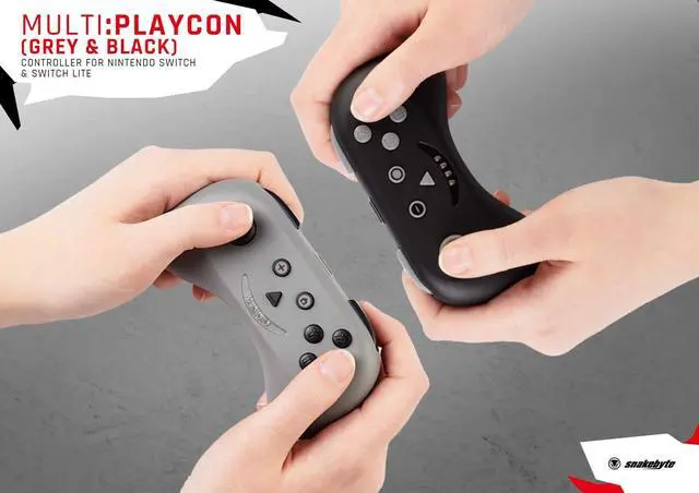 Alt view image 3 of 5 - Snakebyte Nsw Multi: Playcon - 2 PC Set (Black and Grey) Wireless Bluetooth Controller Gamepad Joypad Joy-Con Multiplayer Compatible with Nintendo Switch and Nintendo Switch Lite