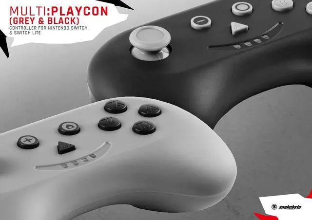 Alt view image 4 of 5 - Snakebyte Nsw Multi: Playcon - 2 PC Set (Black and Grey) Wireless Bluetooth Controller Gamepad Joypad Joy-Con Multiplayer Compatible with Nintendo Switch and Nintendo Switch Lite