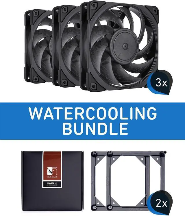 Main image of Noctua Bundle: 3X NF-A12x25 PWM chromax.Black.swap, Premium Quiet Fan, 4-Pin (120mm, Brown) + 2X NA-SFMA1, Fan Mounting Adaptors (4 Pieces, Black)