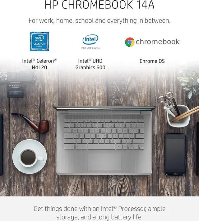 Alt view image 2 of 5 - HP Newest Chromebook Laptop Computer, 14" HD Display Light PC, Intel Celeron N4120 Quad-Core, 4GB DDR4 RAM, 64GB eMMC, USB-C, Wi-Fi 5, Bluetooth, Webcam, Long Battery Life, Chrome OS, Gray, PCM