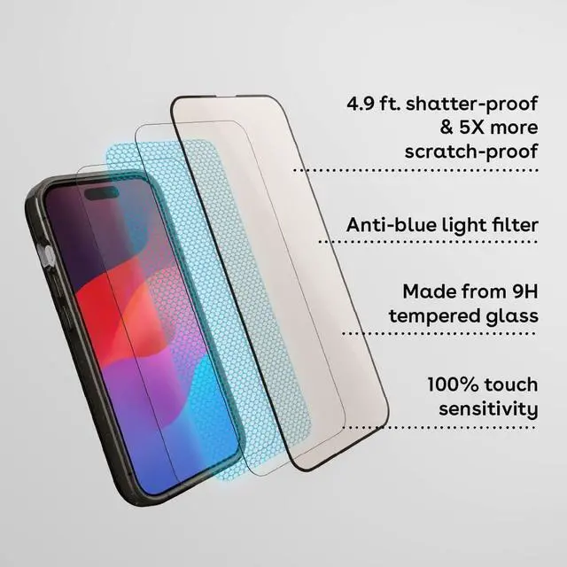 Alt view image 5 of 5 - CASETiFY Impact Anti-Blue Light Screen Protector [Strengthened 9H aluminosilicate glass, applicator included] for iPhone 15