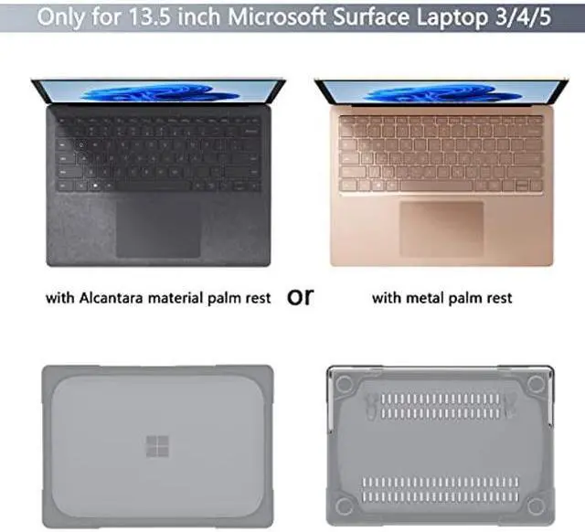 Alt view image 2 of 5 - Batianda Case for 13.5 inch Microsoft Surface Laptop 5 4/3 with Alcantara Palm Rest,Heavy Duty Shockproof Protective Hard Shell Cover with Fold Kickstand & Keyboard Cover Screen Protector, Gray