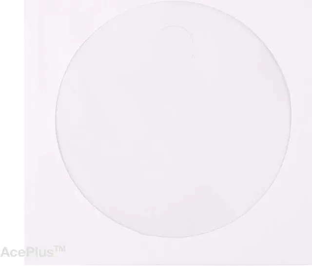 Alt view image 2 of 4 - 1,000 AcePlus CD/DVD White Paper Sleeves with Clear Window and Flap, Sturdy 100 gram Weight; 1 Box = 10 packs x 100-pk Retail Packaging