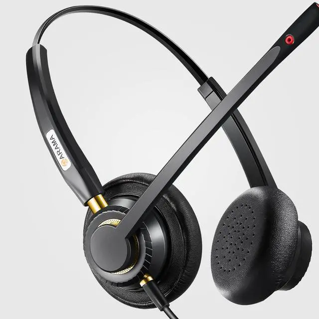 Alt view image 3 of 5 - Arama USB Headset with Microphone for PC, Computer Laptop Headphones with Noise Cancelling Mic & Audio Controls for Home Office Business Skype UC Webinar Zoom