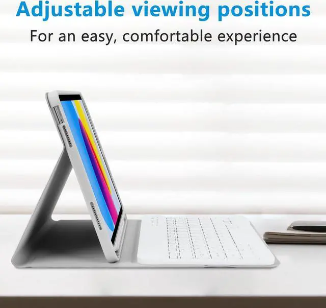 Alt view image 4 of 5 - TQQ for iPad 10th Generation Case with Keyboard (10.9", 2022) & iPad (A16) 11th Gen (11", 2025) - Magnetic Wireless Detachable Keyboard, Stand Folio Cover with Pencil Holder, Thin & Light (Grey)