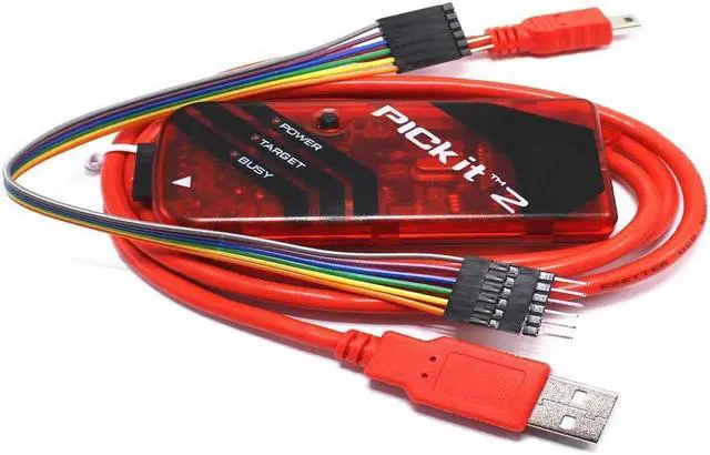Alt view image 3 of 5 - SUPERELE PICKIT2 PIC Kit2 Simulator PICKit 2 Programmer Emluator Red with USB Cable Dupond Wire