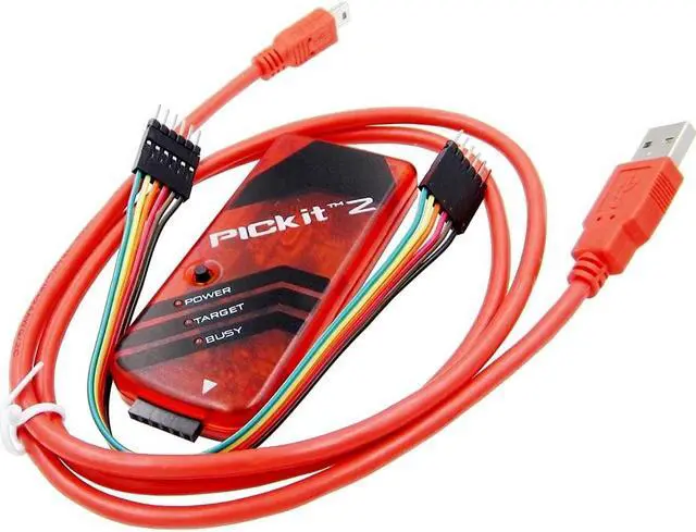 Alt view image 5 of 5 - SUPERELE PICKIT2 PIC Kit2 Simulator PICKit 2 Programmer Emluator Red with USB Cable Dupond Wire