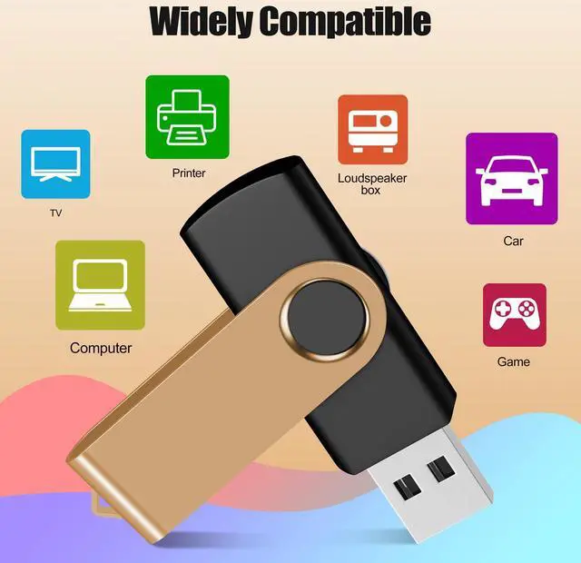 Alt view image 4 of 5 - EASTBULL 64GB USB Flash Drive 10 Pack with Lanyards - USB 2.0 Jump Drive for Storage and Backup - Gold 10PCS