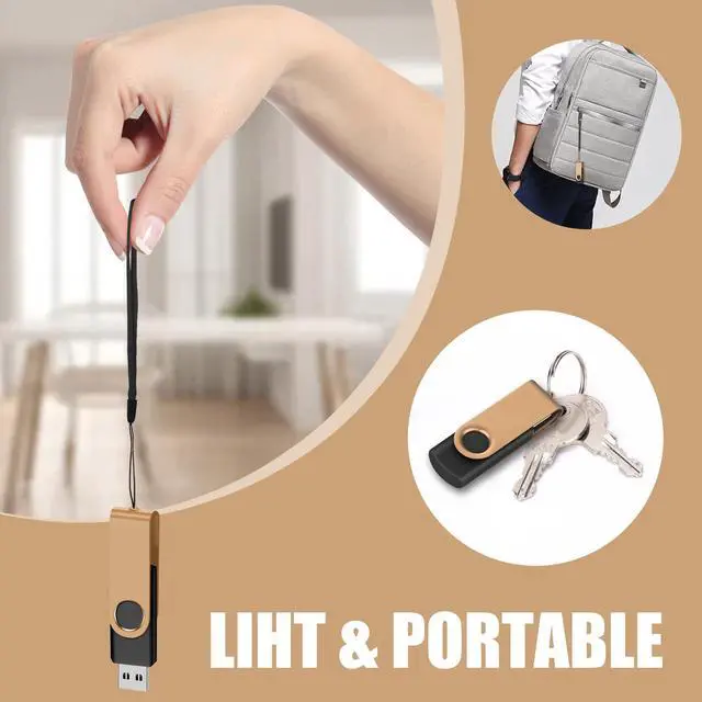 Alt view image 5 of 5 - EASTBULL 64GB USB Flash Drive 10 Pack with Lanyards - USB 2.0 Jump Drive for Storage and Backup - Gold 10PCS