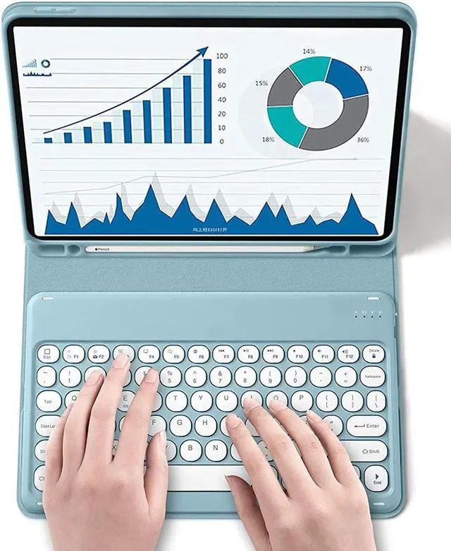 Alt view image 2 of 5 - QIYIBOCASE for iPad Air 11 inch (M3/M2)/ Air 5th 4th Generation Case with Keyboard and Pencil Holder, Candy Magnetically Detachable Round Keys Keyboard for iPad Air7/Air6/Air 5/ Air 4 (Black)