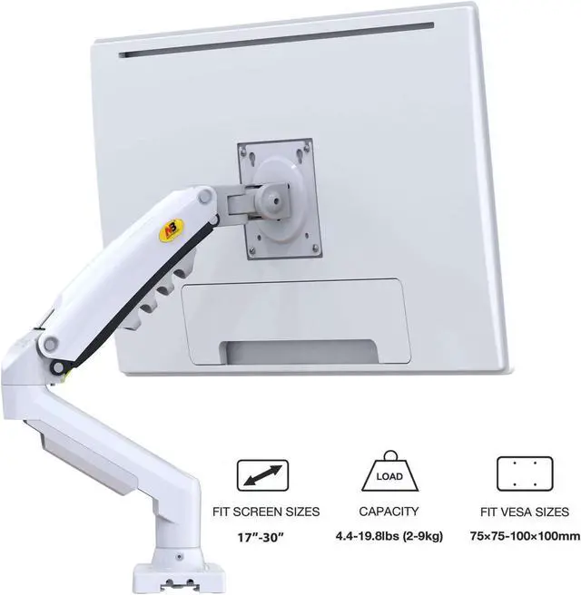 Alt view image 2 of 5 - NB North Bayou Monitor Desk Mount Stand Full Motion Swivel Monitor Arm with Gas Spring for 17-30''Monitors(Within 4.4lbs to 19.8lbs) Computer Monitor Stand F80-W